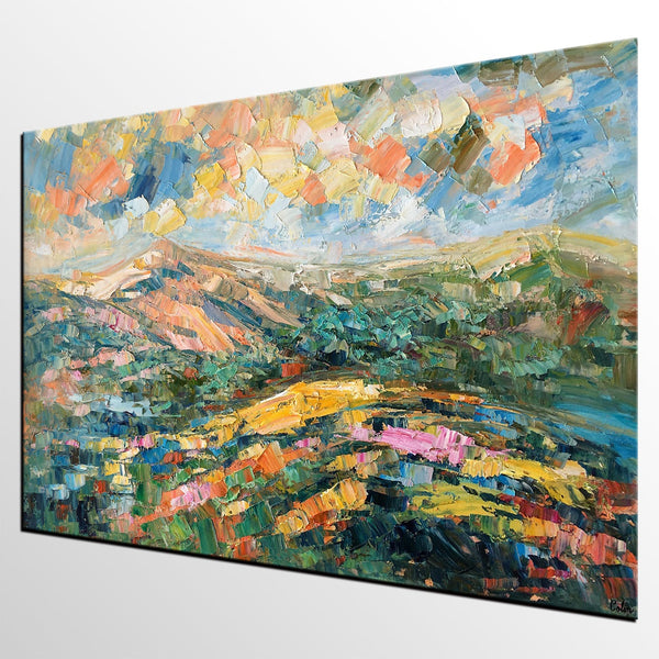 Landscape Oil Painting, Abstract Autumn Mountain Painting, Canvas Painting for Sale-Silvia Home Craft