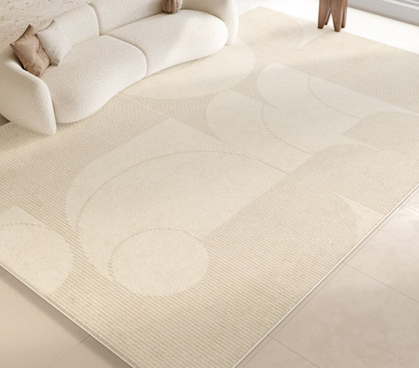 Modern Cream Color Rugs for Living Room, Modern Rugs under Sofa, Abstract Contemporary Rugs for Bedroom, Dining Room Floor Rugs, Modern Rugs for Office-Silvia Home Craft