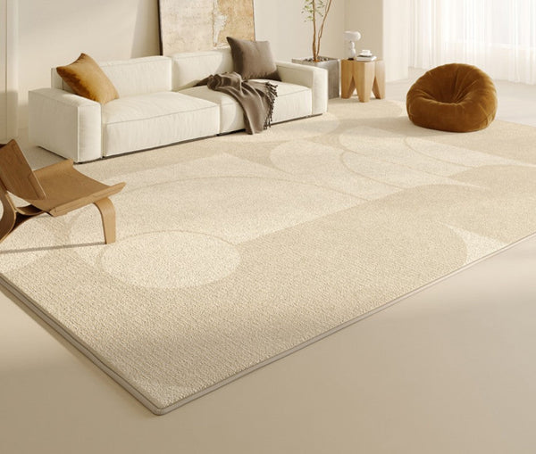 Modern Cream Color Rugs for Living Room, Modern Rugs under Sofa, Abstract Contemporary Rugs for Bedroom, Dining Room Floor Rugs, Modern Rugs for Office-Silvia Home Craft