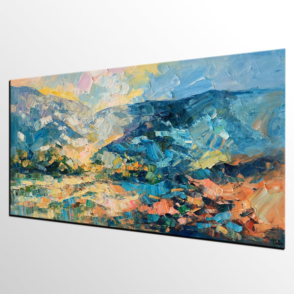 Canvas Art, Wall Art, Original Artwork, Original Art, Custom Canvas Painting, Mountain Landscape Art-Silvia Home Craft