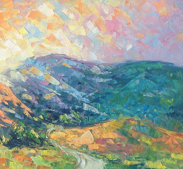 Mountain Landscape Painting, Spring Mountain Painting, Custom Canvas Painting for Sale, Original Paintings for Sale, Oil Painting on Canvas-Silvia Home Craft