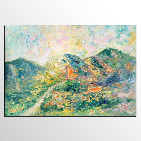 Abstract Oil Painting, Impasto Painting, Custom Landscape Painting, Mountain Landscape Painting-Silvia Home Craft