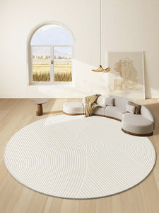 Abstract Contemporary Round Rugs for Dining Room, Soft Modern Rugs for Dining Room, Geometric Modern Rug Ideas for Living Room, Circular Modern Rugs for Bathroom-Silvia Home Craft