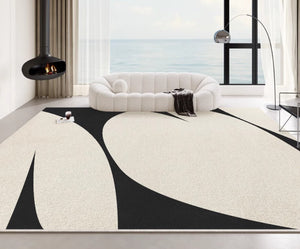 Black Contemporary Modern Rugs, Geometric Contemporary Rugs Next to Bed, Modern Rugs for Living Room, Modern Rugs for Dining Room-Silvia Home Craft