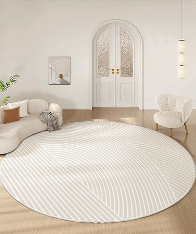 Abstract Modern Area Rugs for Bedroom, Geometric Round Rugs for Dining Room, Circular Modern Rugs under Chairs, Contemporary Modern Rug for Living Room-Silvia Home Craft