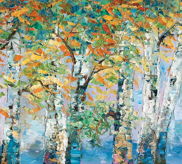 Birch Tree Paintings, Landscape Wall Art Paintings, Custom Canvas Painting for Bedroom, Original Canvas Painting-Silvia Home Craft