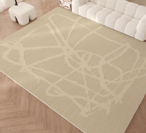 Large Modern Rugs for Living Room, Cream Modern Rugs for Bedroom, Modern Rugs for Dining Room, Abstract Geometric Modern Rugs-Silvia Home Craft