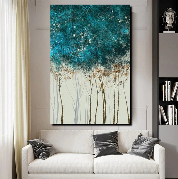 Dining Room Wall Art Ideas, Buy Canvas Art Online, Tree Paintings, Simple Modern Art, Simple Abstract Art, Large Acrylic Painting on Canvas-Silvia Home Craft