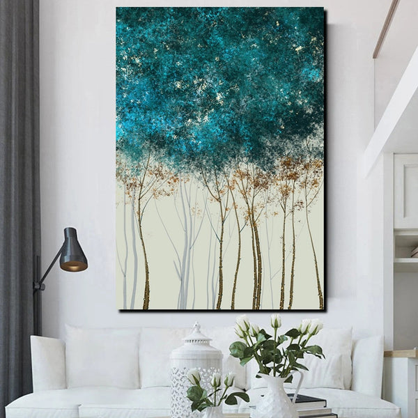 Dining Room Wall Art Ideas, Buy Canvas Art Online, Tree Paintings, Simple Modern Art, Simple Abstract Art, Large Acrylic Painting on Canvas-Silvia Home Craft