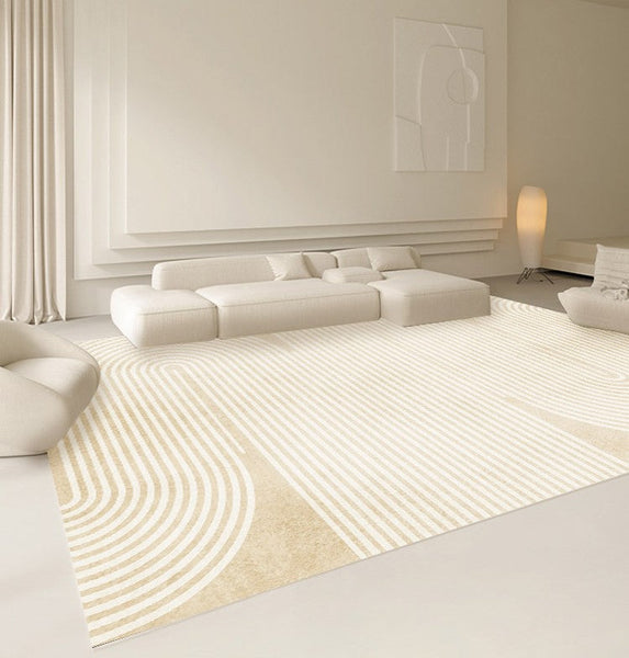 Cream Color Modern Living Room Rugs, Dining Room Modern Rugs, Thick Soft Modern Rugs for Living Room, Contemporary Rugs for Bedroom-Silvia Home Craft