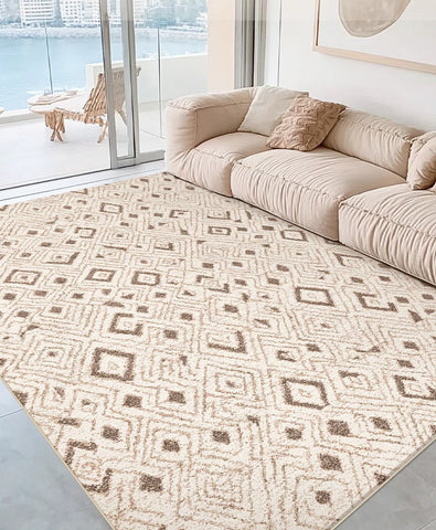 Contemporary Area Rugs for Bedroom, Geometric Modern Rugs for Dining Room, Dining Room Floor Carpets, Mid Century Modern Living Room Rugs-Silvia Home Craft