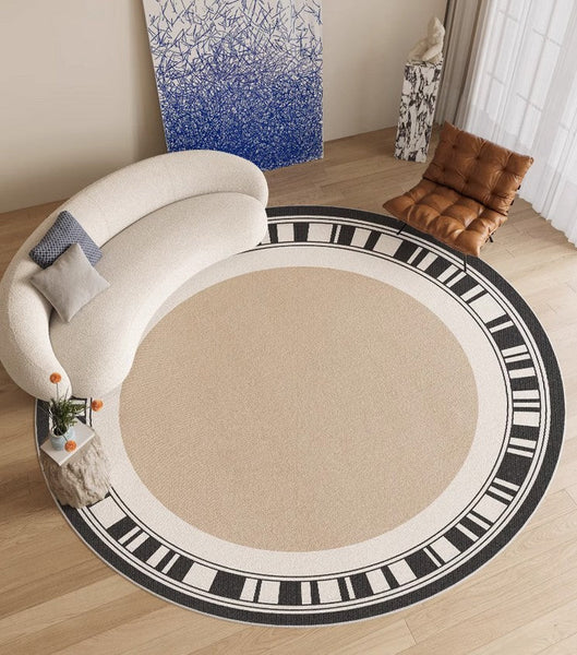 Modern Rug Ideas for Living Room, Contemporary Round Rugs, Bedroom Modern Round Rugs, Circular Modern Rugs under Dining Room Table-Silvia Home Craft