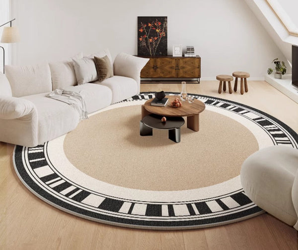 Modern Rug Ideas for Living Room, Contemporary Round Rugs, Bedroom Modern Round Rugs, Circular Modern Rugs under Dining Room Table-Silvia Home Craft