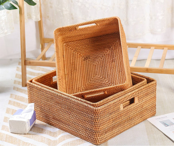 Laundry Storage Baskets, Rattan Storage Baskets for Kitchen, Storage Basket for Shelves, Kitchen Storage Basket, Storage Baskets for Bathroom-Silvia Home Craft