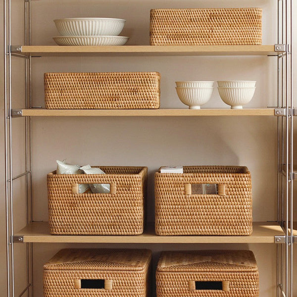 Storage Baskets for Toys, Rectangular Storage Basket for Shelves, Storage Basket with Lid, Storage Baskets for Bathroom, Storage Baskets for Clothes-Silvia Home Craft