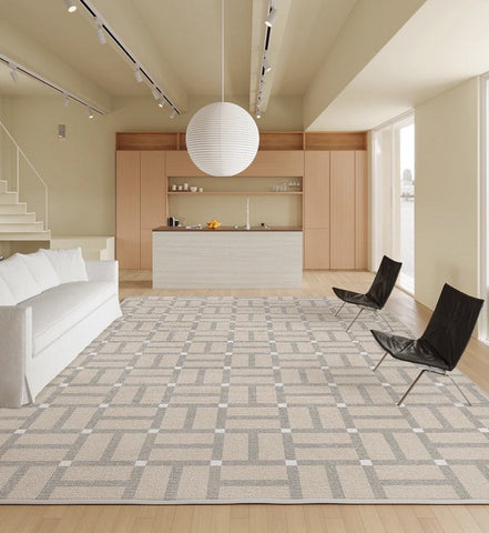 Modern Soft Rugs under Dining Room Table, Geometric Contemporary Modern Rugs Next to Bed, Abstract Area Rugs for Living Room, Modern Carpets for Office-Silvia Home Craft