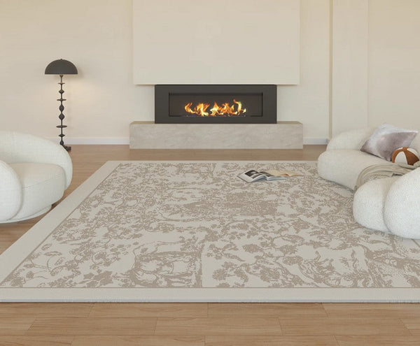 Thick Soft Rugs under Coffee Table, Contemporary Modern Rugs for Living Room, French Style Modern Rugs for Interior Design, Modern Rugs for Dining Room-Silvia Home Craft