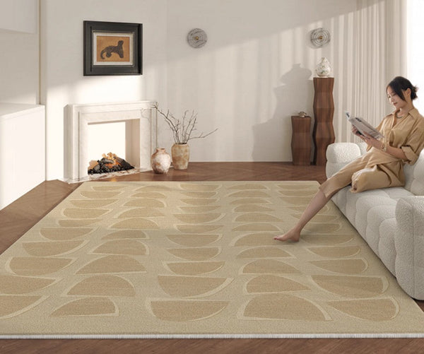 Abstract Geometric Modern Rugs, Modern Cream Rugs for Bedroom, Modern Rugs for Dining Room, Large Modern Rugs for Living Room-Silvia Home Craft