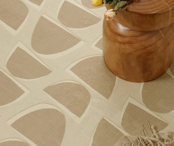 Abstract Geometric Modern Rugs, Modern Cream Rugs for Bedroom, Modern Rugs for Dining Room, Large Modern Rugs for Living Room-Silvia Home Craft