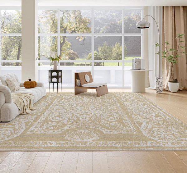 Thick French Style Modern Rugs for Dining Room, Living Room Contemporary Modern Rugs, Mid Century Modern Rugs for Interior Design, Soft Rugs under Coffee Table-Silvia Home Craft