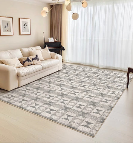 Large Gray Floor Rugs for Living Room, Dining Room Floor Rug, Modern Floor Rugs for Bedroom, Extra Large Geometric Modern Rugs for Office-Silvia Home Craft