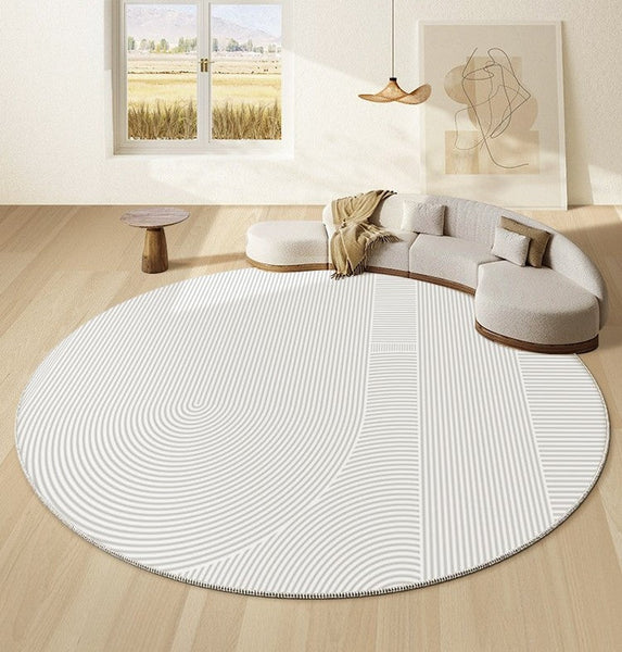 Unique Round Rugs under Coffee Table, Large Modern Round Rugs for Dining Room, Circular Modern Rugs for Bedroom, Contemporary Modern Rug Ideas for Living Room-Silvia Home Craft