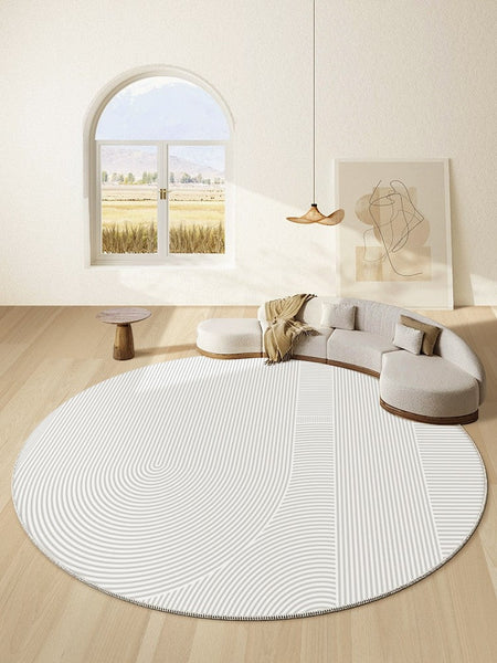 Unique Round Rugs under Coffee Table, Large Modern Round Rugs for Dining Room, Circular Modern Rugs for Bedroom, Contemporary Modern Rug Ideas for Living Room-Silvia Home Craft