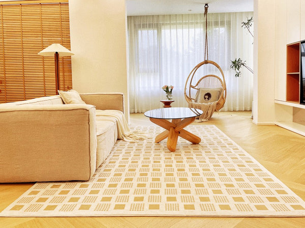 Modern Rug Ideas for Bedroom, Dining Room Modern Floor Carpets, Chequer Modern Rugs for Living Room, Contemporary Soft Rugs Next to Bed-Silvia Home Craft