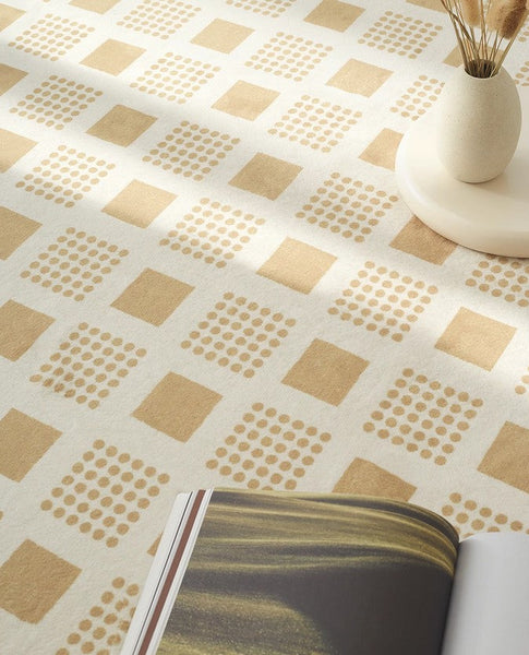 Modern Rug Ideas for Bedroom, Dining Room Modern Floor Carpets, Chequer Modern Rugs for Living Room, Contemporary Soft Rugs Next to Bed-Silvia Home Craft