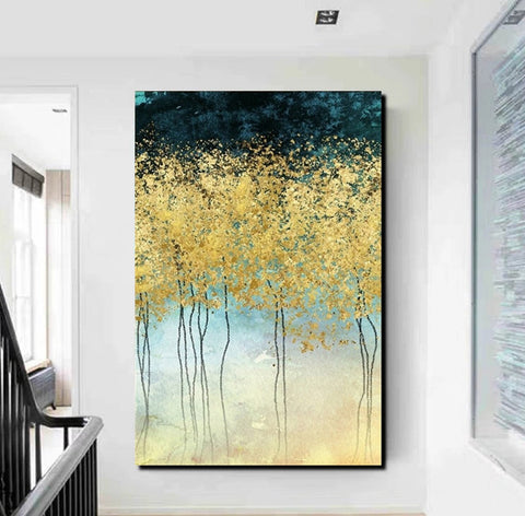 Buy Wall Art Online, Simple Abstract Art, Simple Modern Art, Bedroom Wall Art Ideas, Tree Paintings, Large Acrylic Painting on Canvas-Silvia Home Craft