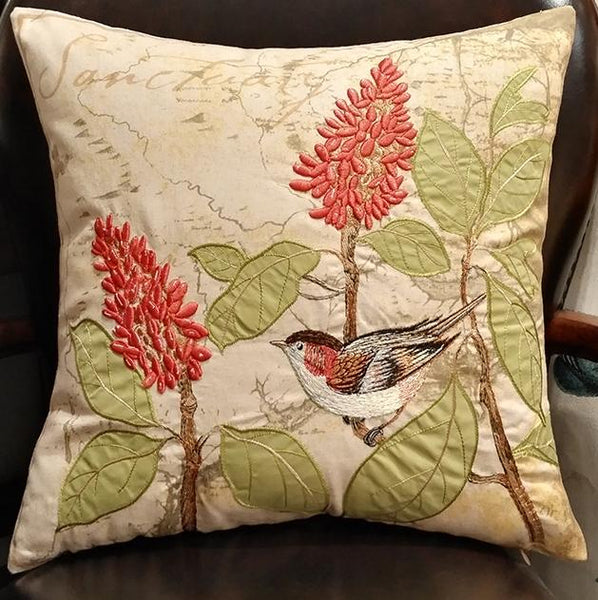 Decorative Throw Pillows, Bird Throw Pillows, Pillows for Farmhouse, Sofa Throw Pillows, Embroidery Throw Pillows, Rustic Pillows for Couch-Silvia Home Craft