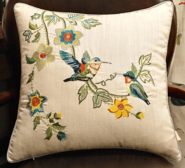 Decorative Throw Pillows for Couch, Bird Pillows, Pillows for Farmhouse, Sofa Throw Pillows, Embroidery Throw Pillows, Rustic Pillows-Silvia Home Craft