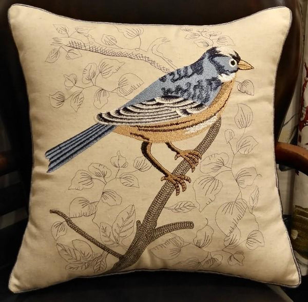 Decorative Throw Pillows, Bird Throw Pillows, Pillows for Farmhouse, Sofa Throw Pillows, Embroidery Throw Pillows, Rustic Pillows for Couch-Silvia Home Craft