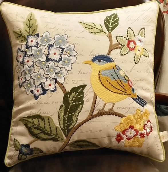 Decorative Throw Pillows, Bird Throw Pillows, Pillows for Farmhouse, Sofa Throw Pillows, Embroidery Throw Pillows, Rustic Pillows for Couch-Silvia Home Craft