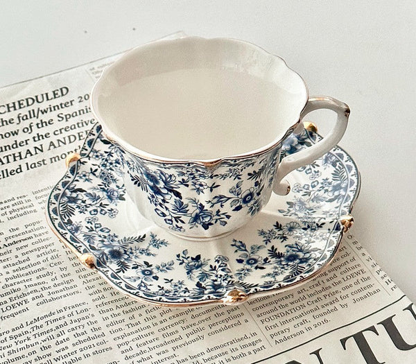 Elegant Ceramic Coffee Cups, Afternoon British Tea Cups, Unique Iris F