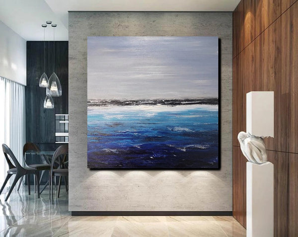 Large Paintings for Dining Room, Bedroom Wall Painting, Original Landscape Paintings, Simple Acrylic Paintings, Seascape Canvas Paintings-Silvia Home Craft