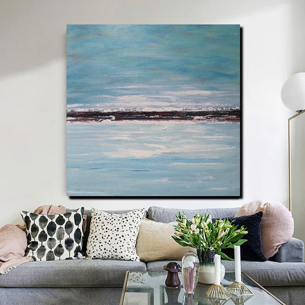 Large Paintings for Sale, Simple Abstract Paintings, Seascape Acrylic Paintings, Living Room Wall Art Painting, Original Landscape Paintings-Silvia Home Craft