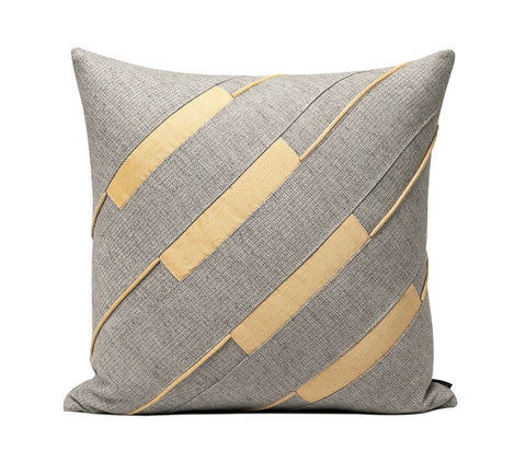 Grey Throw Pillow for Couch, Simple Modern Sofa Pillows, Grey Yellow Decorative Pillows, Modern Throw Pillows for Couch-Silvia Home Craft