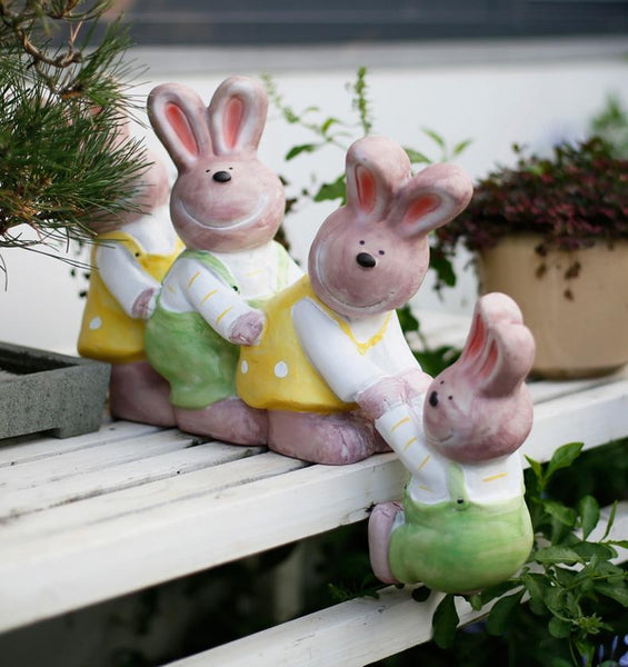 Lovely Rabbits Statues, Cute Rabbits in the Garden, Animal Resin Statue for Garden Ornament, Outdoor Decoration Ideas, Garden Ideas-Silvia Home Craft