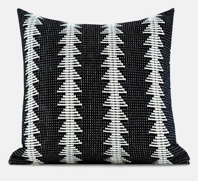 Large Modern Sofa Pillow Covers, Black and White Pattern Contemporary Square Modern Throw Pillows for Couch, Simple Throw Pillow for Interior Design-Silvia Home Craft