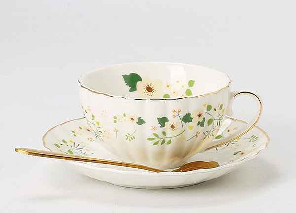 Unique Ceramic Coffee Cups, Creative Bone China Porcelain Tea Cup Set, Traditional English Tea Cups and Saucers, Afternoon British Tea Cups-Silvia Home Craft