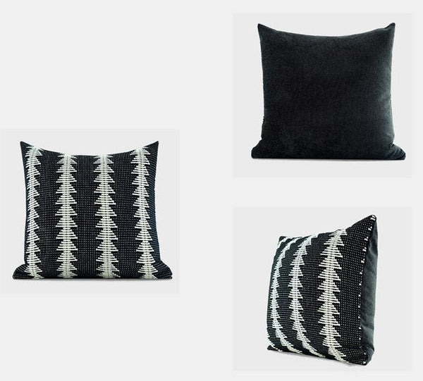 Large Modern Sofa Pillow Covers, Black and White Pattern Contemporary Square Modern Throw Pillows for Couch, Simple Throw Pillow for Interior Design-Silvia Home Craft