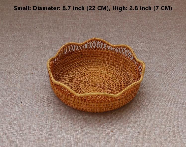 Round Storage Basket, Rattan Storage Basket for Shelves, Kitchen Storage Baskets, Woven Storage Baskets for Dining Room-Silvia Home Craft