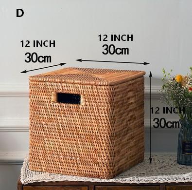 Extra Large Rattan Storage Baskets for Clothes, Rectangular Storage Basket with Lid, Kitchen Storage Baskets, Oversized Storage Baskets for Bedroom-Silvia Home Craft