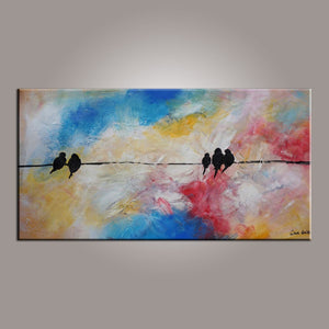 Modern Art, Abstract Art, Love Birds Painting, Painting for Sale, Contemporary Art, Flower Art, Abstract Art, Living Room Wall Art, Canvas Art-Silvia Home Craft