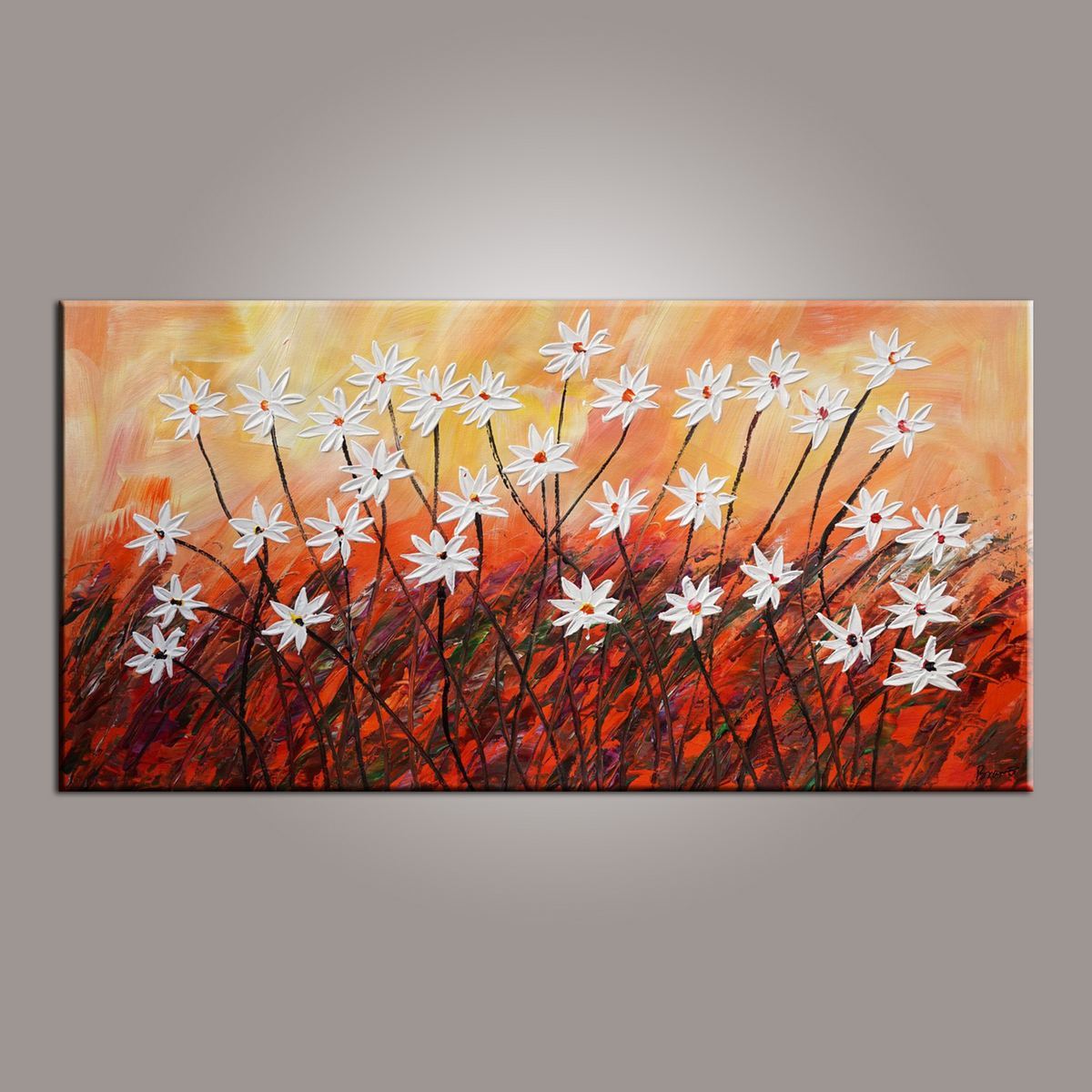 Flower Art, Abstract Art Painting, Acrylic Painting, Wall Painting, Canvas Wall Art, Bedroom Wall Art, Canvas Art, Modern Art, Contemporary Art-Silvia Home Craft