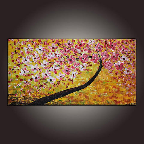 Flower Painting, Art on Canvas, Modern Art, Contemporary Art, Abstract Art Painting, Canvas Wall Art, Dining Room Wall Art, Canvas Art-Silvia Home Craft