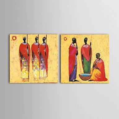 Hand Painted Art, 2 Piece Canvas Painting, African Figure Art, African Woman Painting, Wall Hanging-Silvia Home Craft