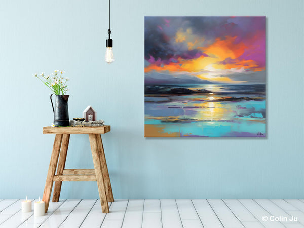 Large Art Painting for Living Room, Original Landscape Canvas Art, Contemporary Acrylic Painting on Canvas, Oversized Landscape Wall Art Paintings-Silvia Home Craft