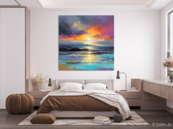 Large Art Painting for Living Room, Original Landscape Canvas Art, Contemporary Acrylic Painting on Canvas, Oversized Landscape Wall Art Paintings-Silvia Home Craft